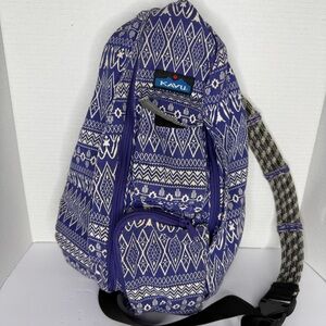 Kavu - Sling Backpack - Blue and White Canvas Bag - 17 X‎ 11 X 5